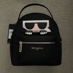 KARL LAGERFELD Black Armour Nylon Mini Backpack Retail $198 | Women’s Handbag